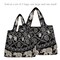 Wrapables Large & Small Foldable Tote Nylon Reusable Grocery Bags, Set of 2, Black Regal Elephants